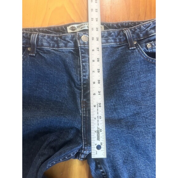 Harley Davidson Women’s Bootcut Jeans 16P Dark Wash Button And Zip Closure Logo - Picture 10 of 12